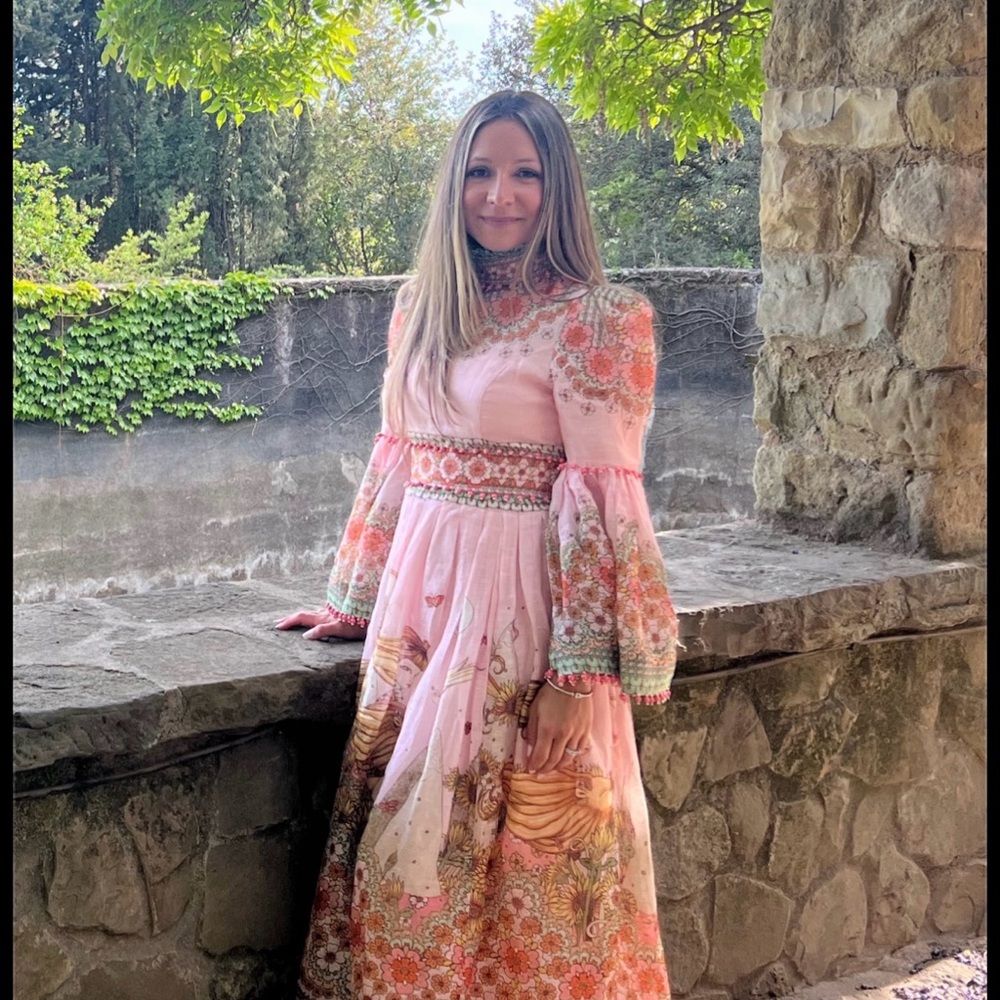 Zimmermann Kaleidoscope Bell Sleeve Gown Leo Zodiac Maxi Dress